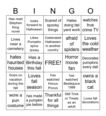 "Getting to Know You!" Bingo Card