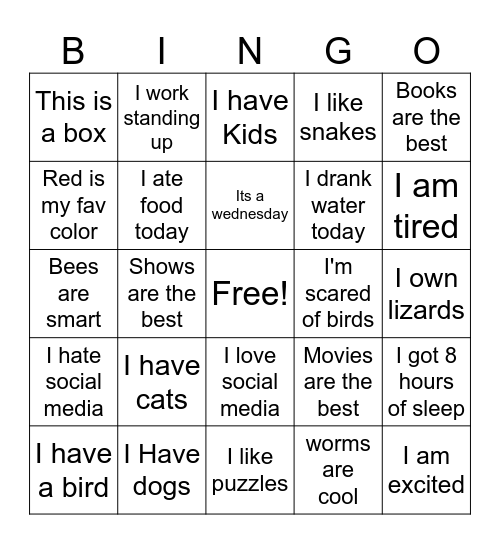 Random Bingo what do you think? Bingo Card