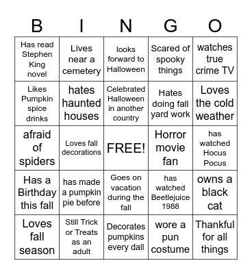 "Getting to Know You!" Bingo Card