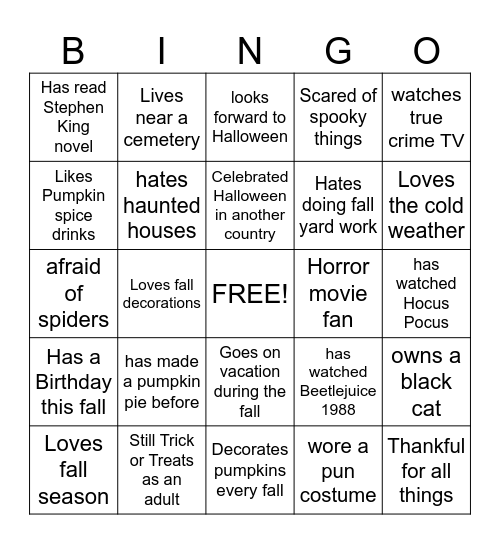 "Getting to Know You!" Bingo Card