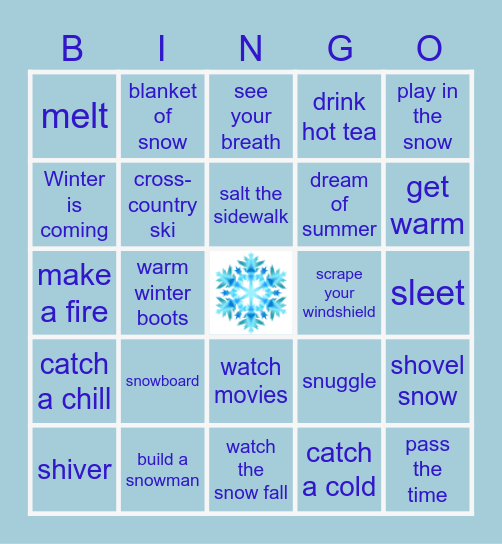 MCCR Winter-themed BINGO Card