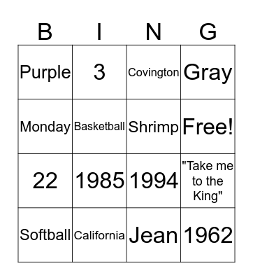 Happy Birthday  Bingo Card