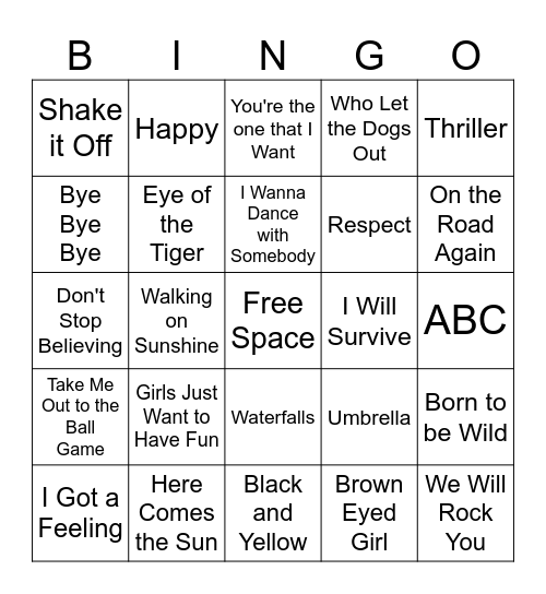 Music Bingo Card