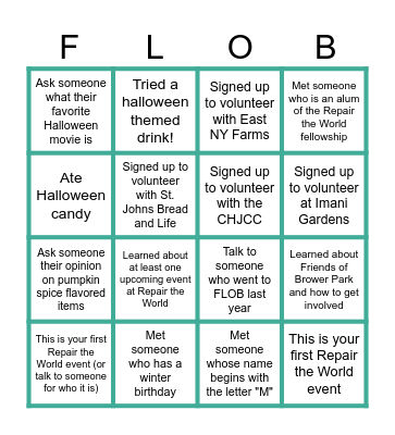 FLOB Bingo Card