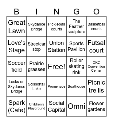 Scissortail Park Bingo Card
