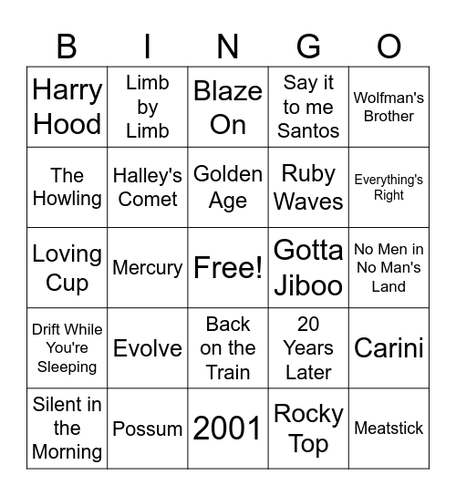Jenny's Phish Bingo, Y'all! Bingo Card