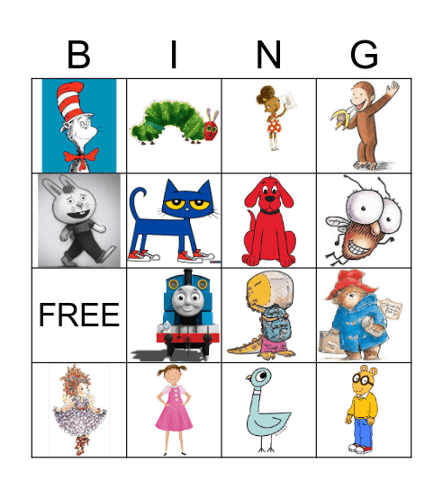 BOOK CHARACTER BINGO BOARD Bingo Card