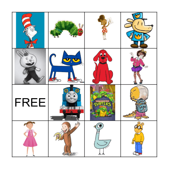 BOOK CHARACTER BINGO BOARD Bingo Card