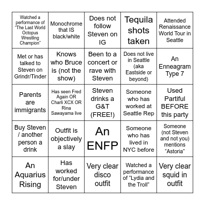 GIRL BYE BINGO! Each square must be different person. Prize for winner! Bingo Card