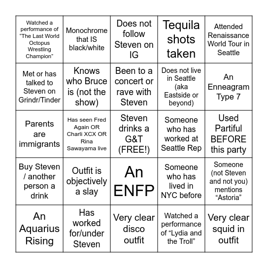 GIRL BYE BINGO! Each square must be different person. Prize for winner! Bingo Card