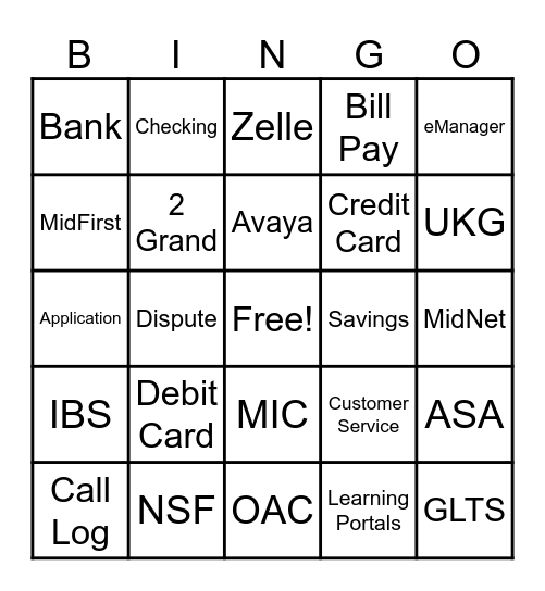 MIDFIRST BANK Bingo Card