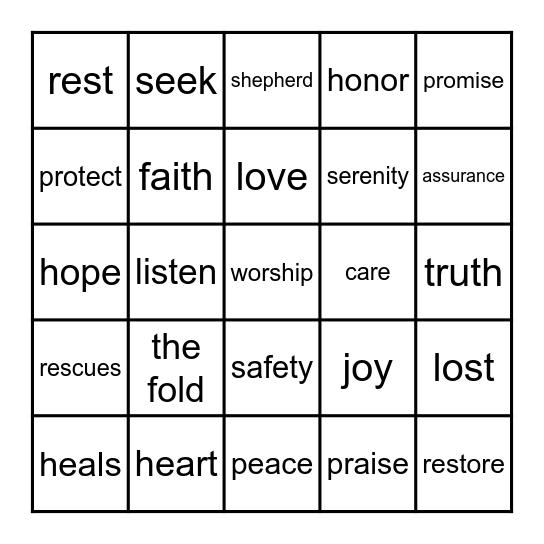 The Good Shepherd Bingo Card