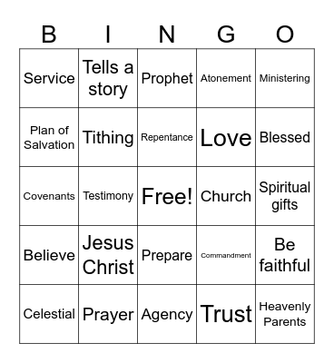 General Conference Bingo Card