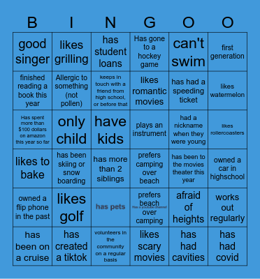 Team Bingo Card