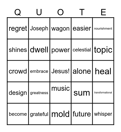 General Conference October 2023 Bingo Card