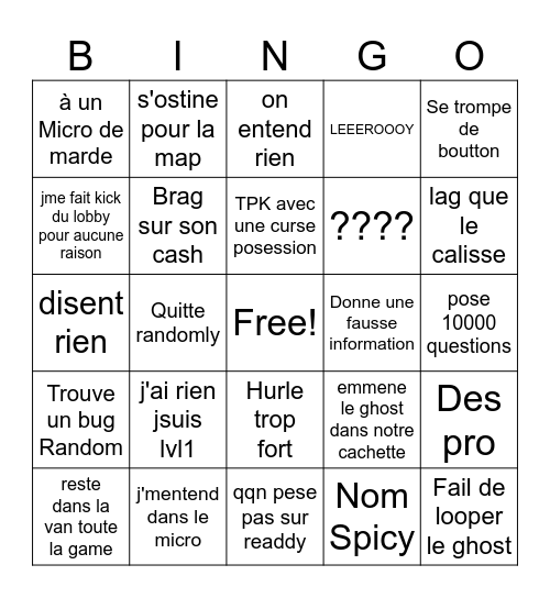 Lobby public Phasmo Bingo Card