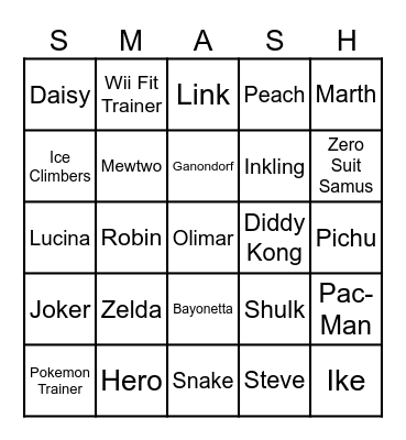 Random Smash Bingo Card