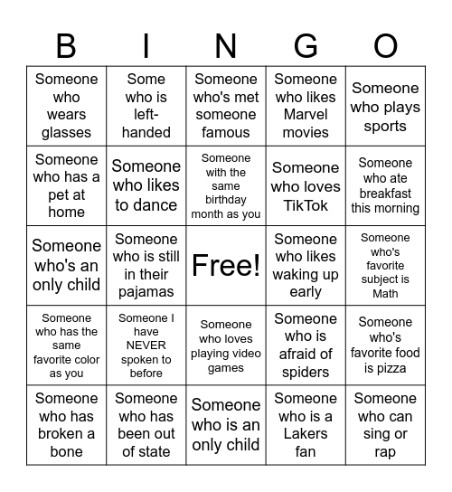 JST HUMAN BINGO Card