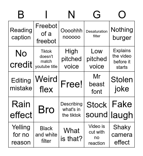 Sniper thief Bingo Card