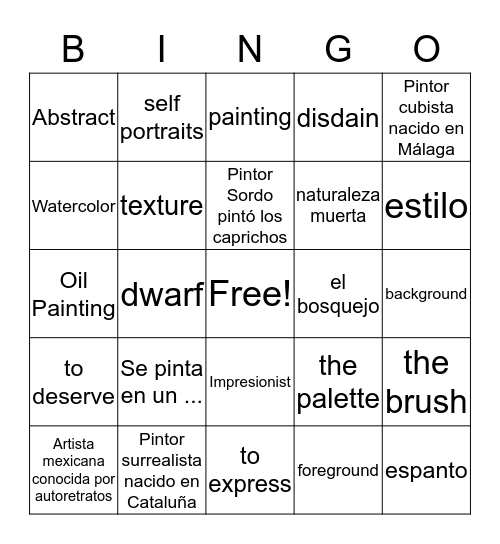 El Arte 4H A Bingo Card