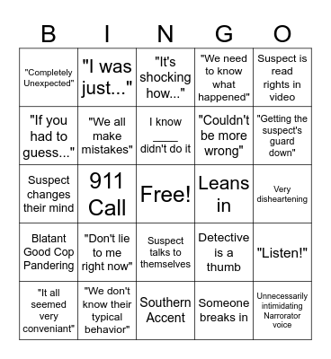 TRUE CRIME BINGO! Bingo Card
