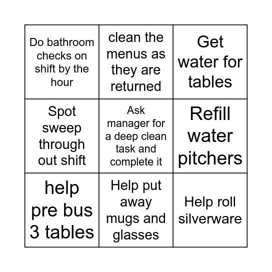 Host bingo Card