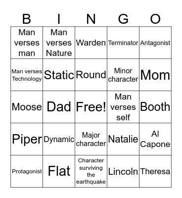 Character Bingo Card