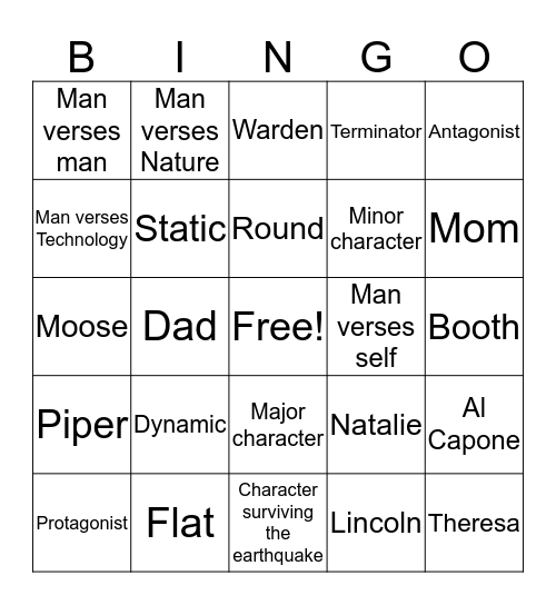 Character Bingo Card