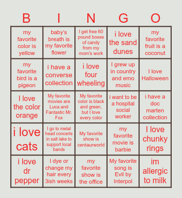 Hope Squad Bingo Card