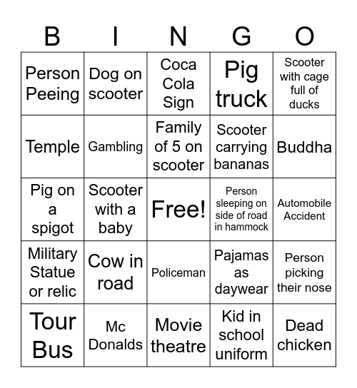 D38 Vietnam Bingo Card