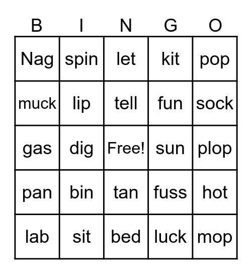 CVC BINGO Card