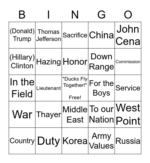 Founders Day Dinner Bingo Card