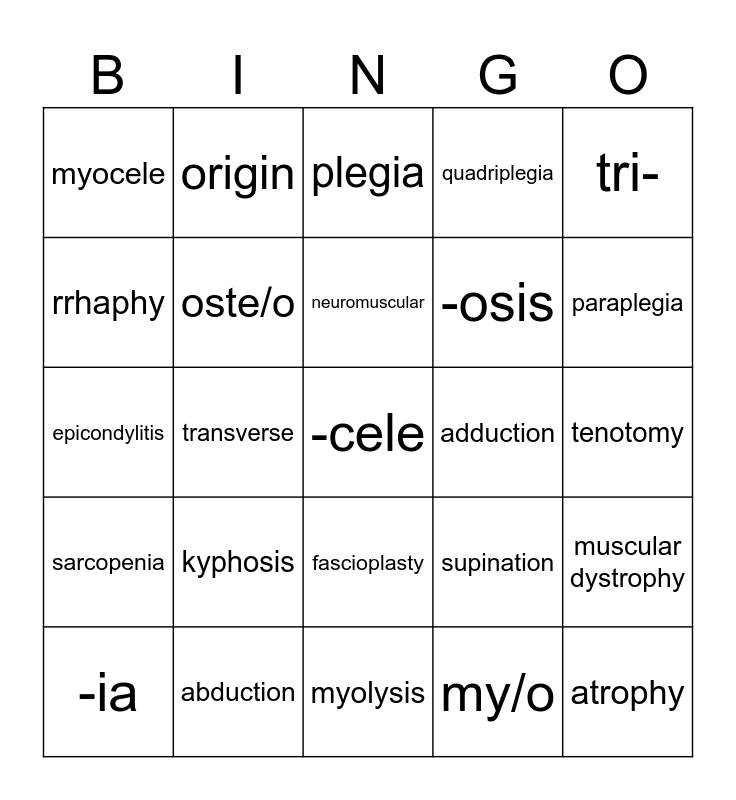 CHAPTER 4 Bingo Card