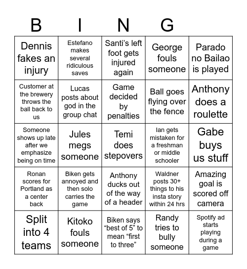 KP Court Bingo Card