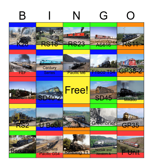 Amazing Freight Trains Bingo Card