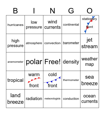 Weather & Oceans BINGO Card