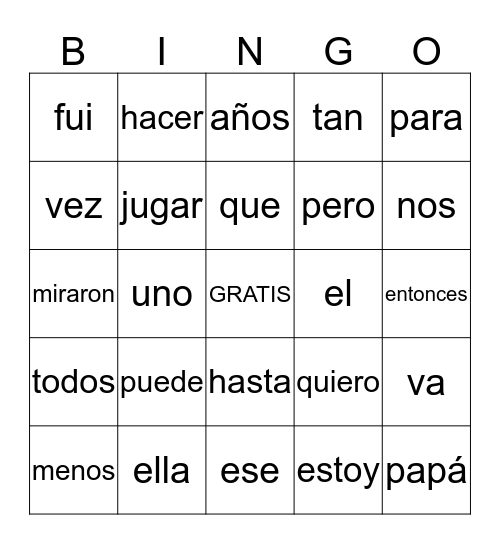 Primer grado - Palabras de vista Bingo Card