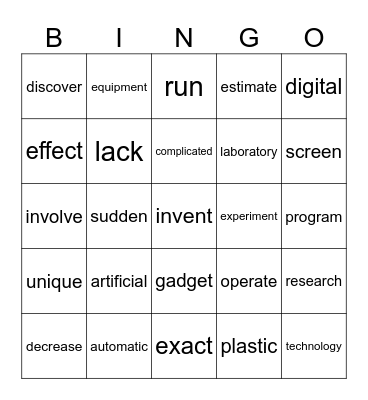 B1 Destination Unit 18 Bingo Card