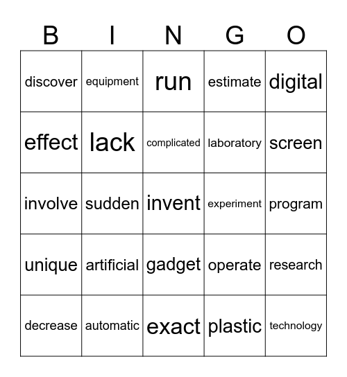 B1 Destination Unit 18 Bingo Card