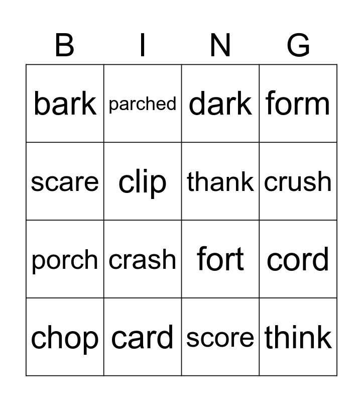 R- Controlled And Blends Bingo Card