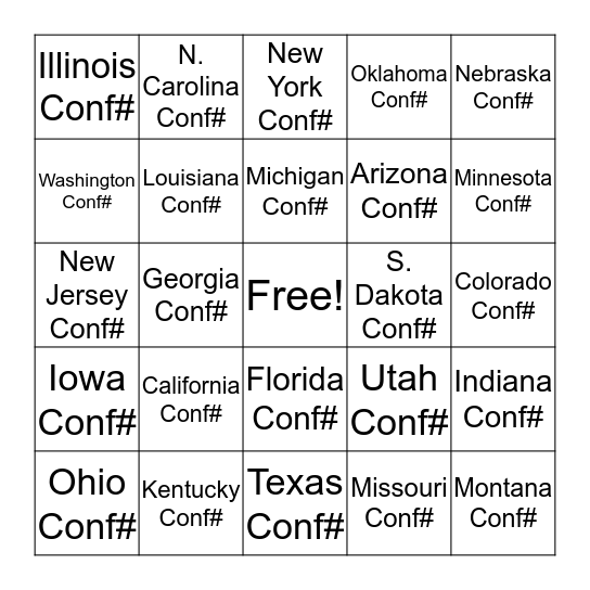 Location Bingo Card