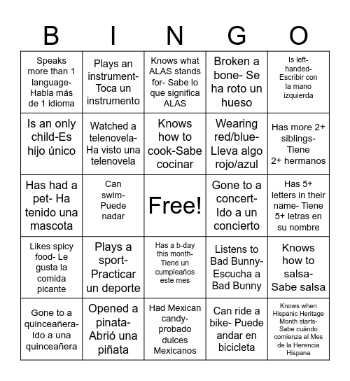 ALAS Bingo Card