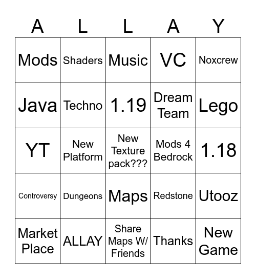 MINECON Bingo Card