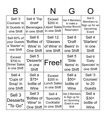 GCC Sales BINGO Card