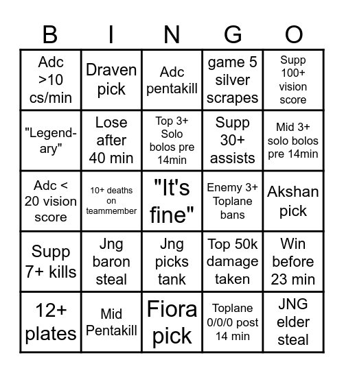 Don't Link and Dive SEASONAL bingo card Bingo Card