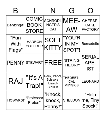 THE BIG BANK THEORY BINGO Card