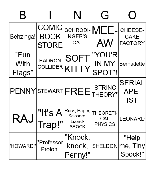 THE BIG BANK THEORY BINGO Card