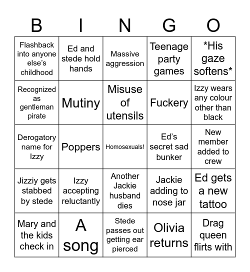 OFMD Season 2 Bingo Card