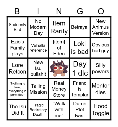 AC Mirage Bingo Card