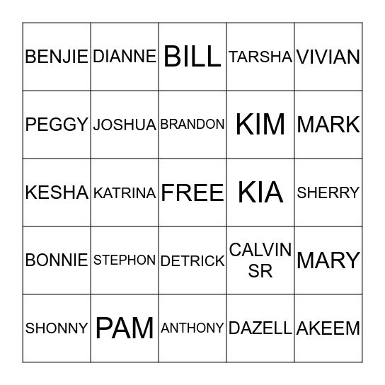 THE FAMILY OF HILLS Bingo Card